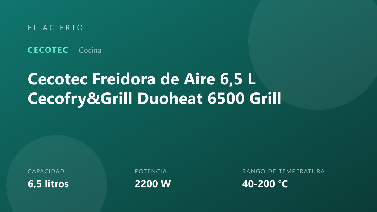 Cecotec Cecofry Grill Duoheat 6500: análisis y características